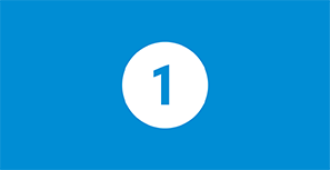 Blaue Grafik mit der Zahl 1