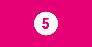 Pinke Grafik mit der Zahl 5